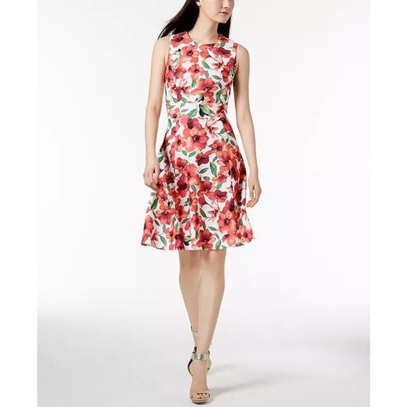 NWT Calvin Klein 16W 1X Floral-Print A-Line Dress - Picture 2 of 7